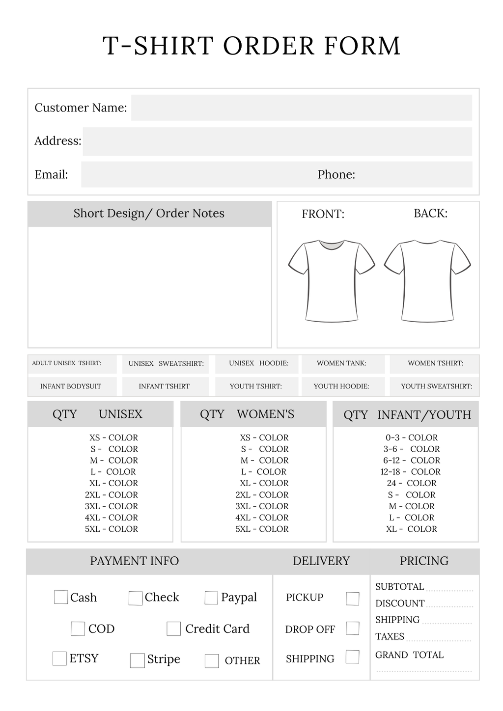 Order Forms Bundle