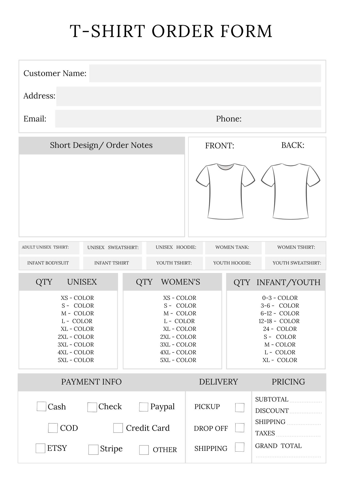 Order Forms Bundle