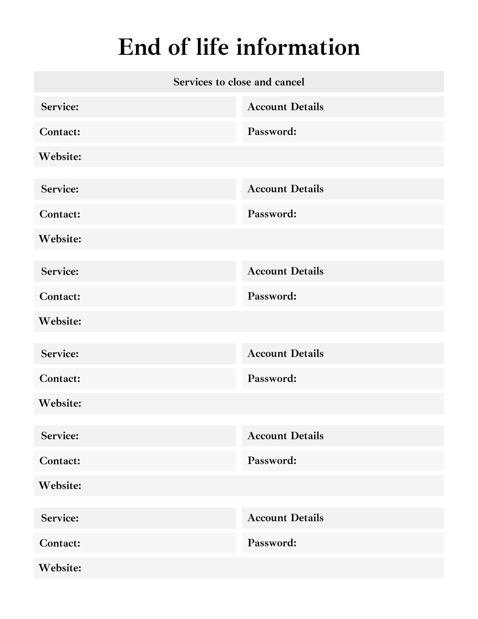 End of Life Planner