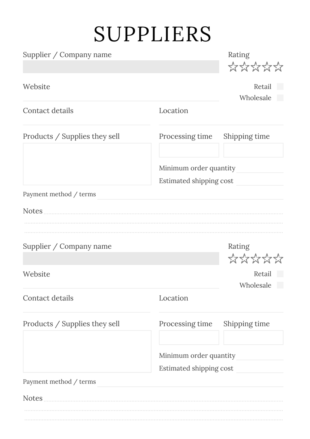 Handmade Business Planner