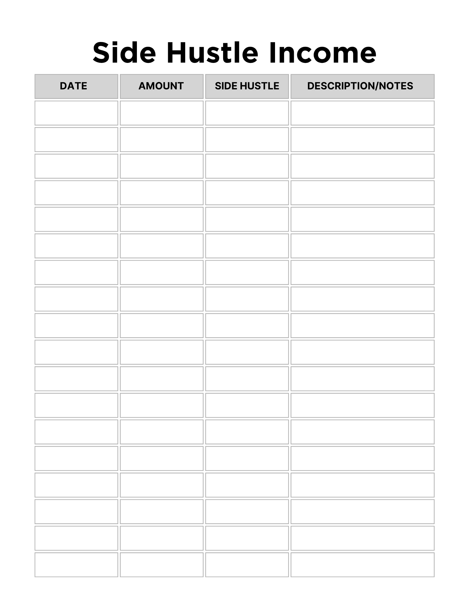 Side Hustle Planner