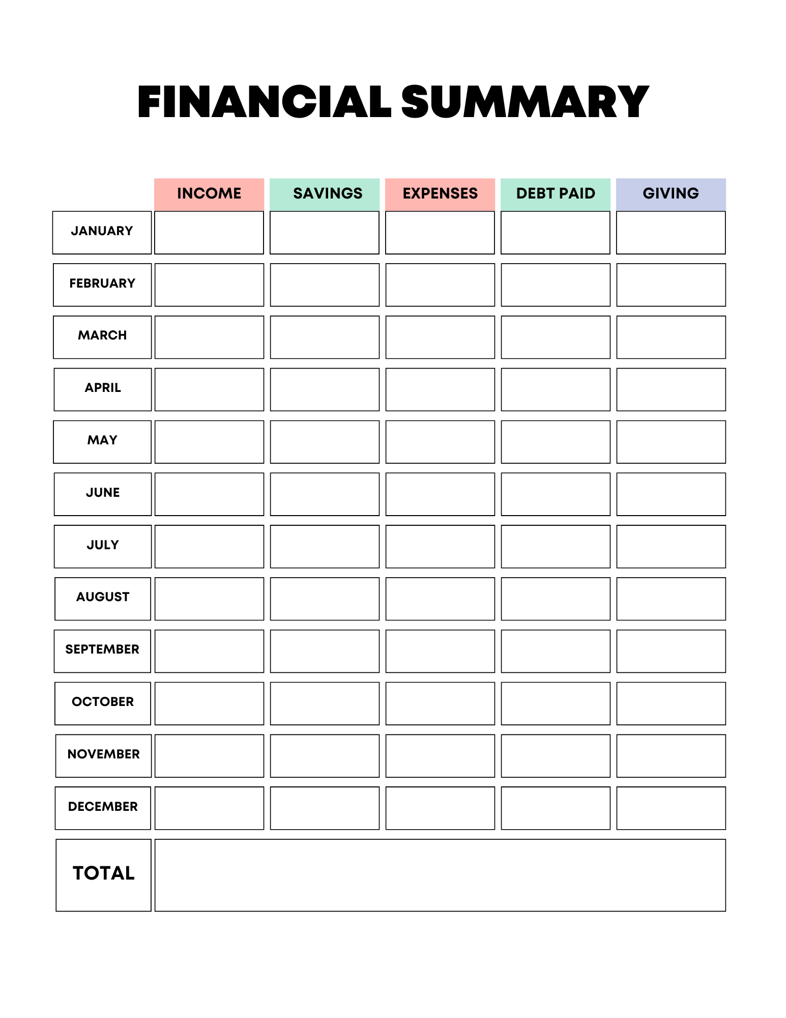 Vibrant Rainbow Budget Planner