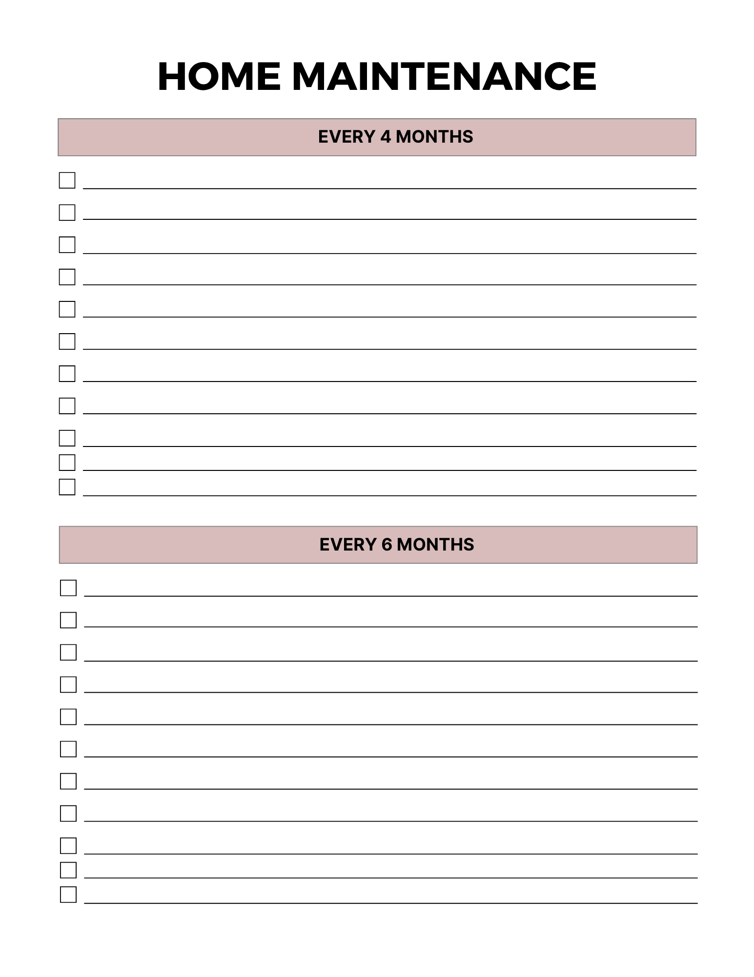 Home Maintenance Planner