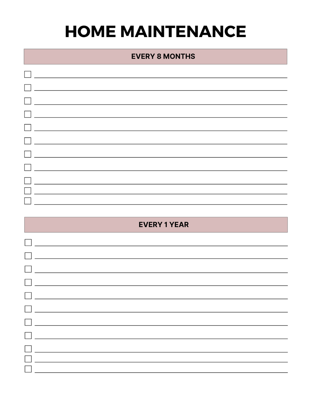 Home Maintenance Planner