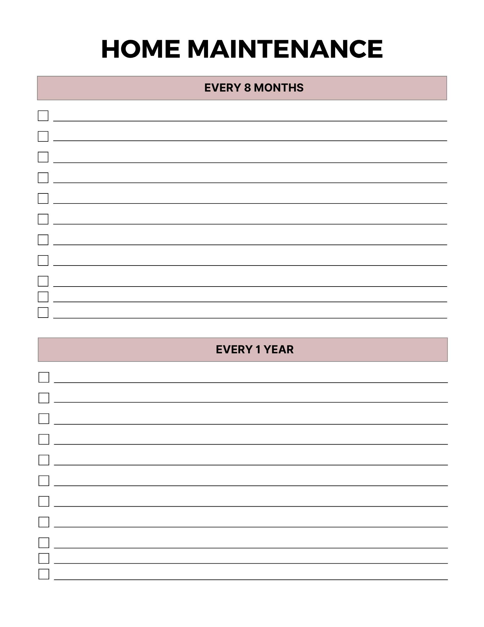 Home Maintenance Planner