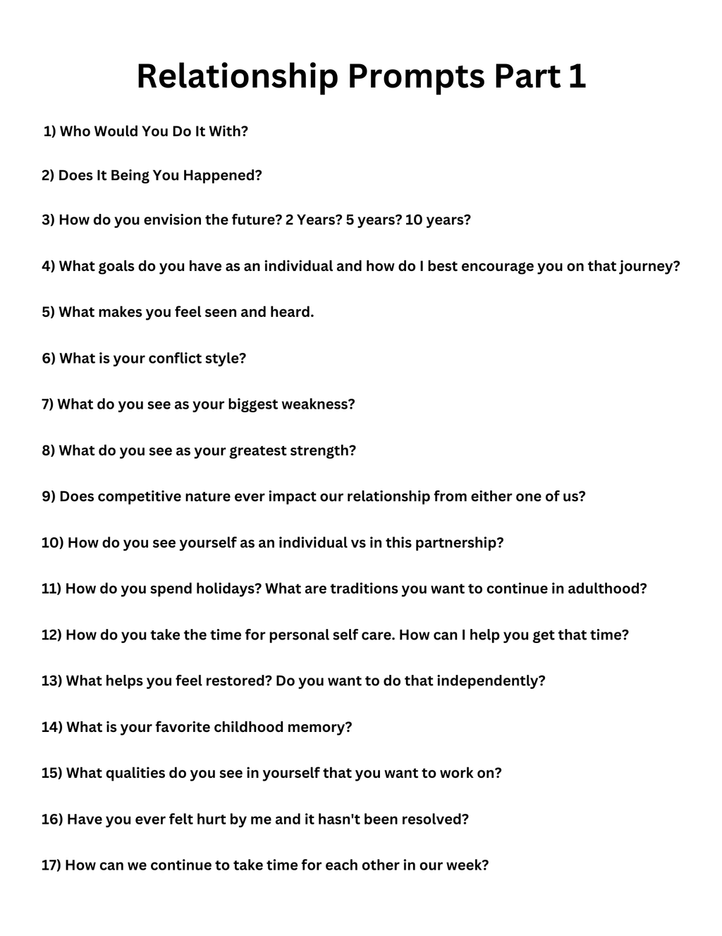 100 Relationship Prompts