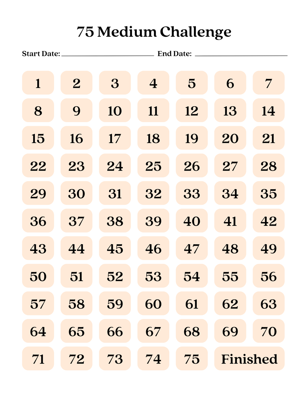 75 Day Medium Challenge Tracker