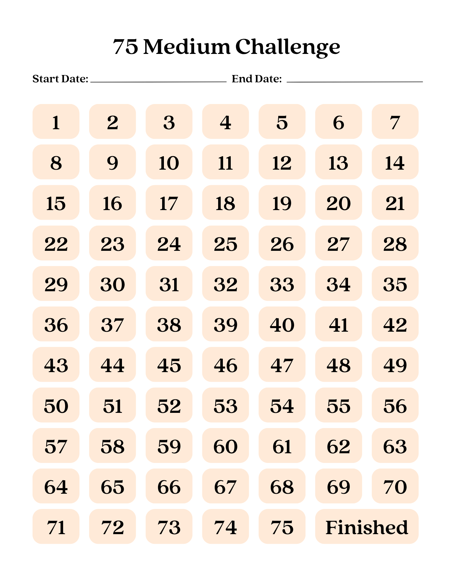 75 Day Medium Challenge Tracker