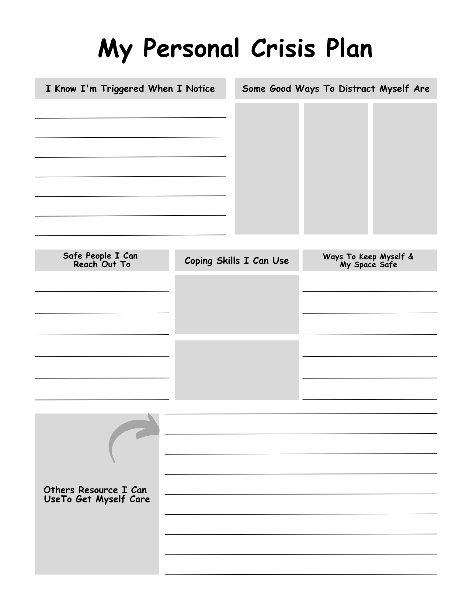 Safety Crisis Plan Journal 29 Pages of  Essential Tools