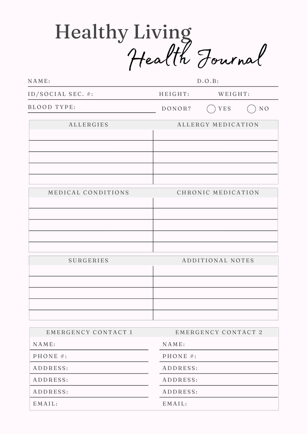 Healthy Living Journal