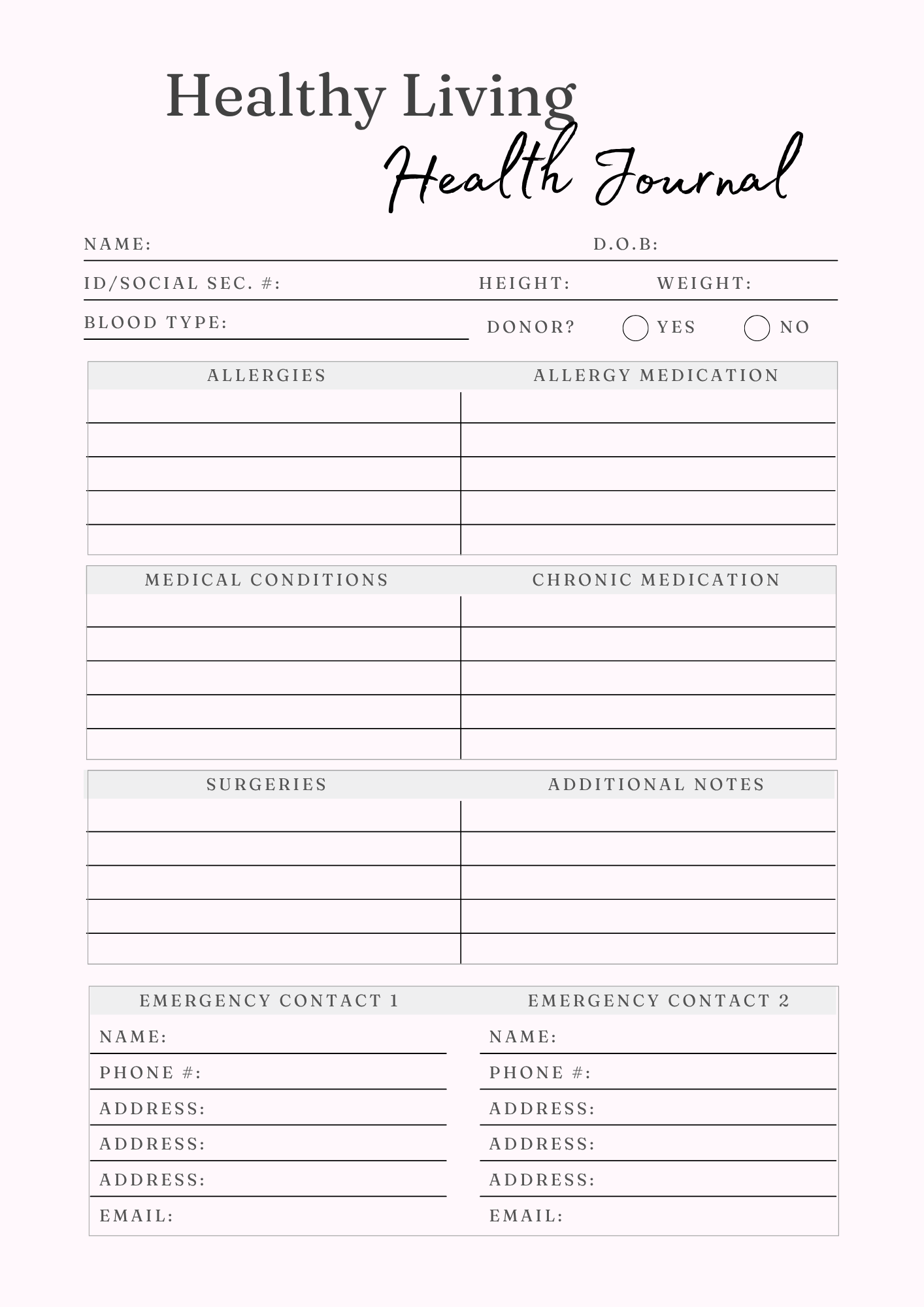 Healthy Living Journal