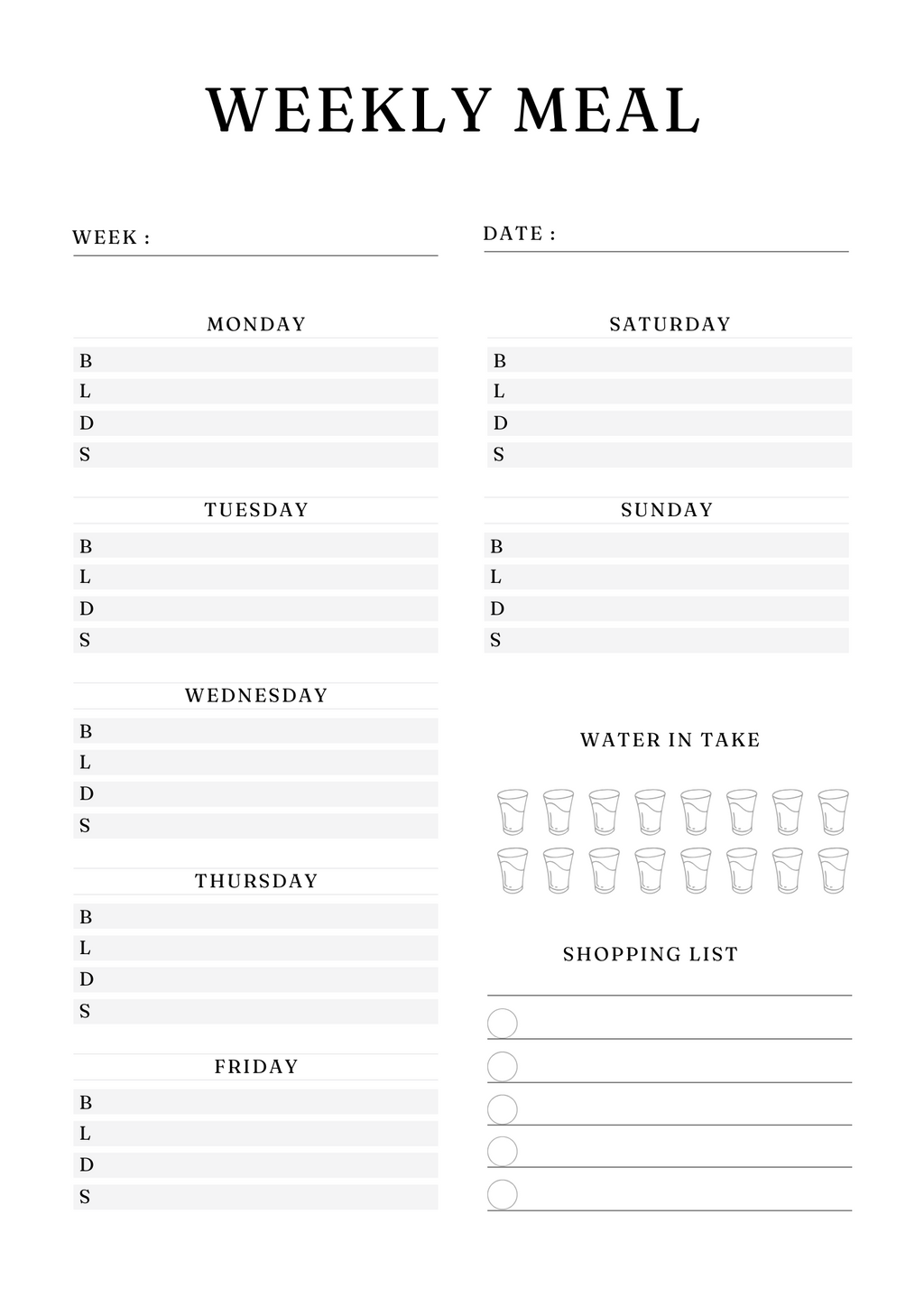 Active Life Meal Planner