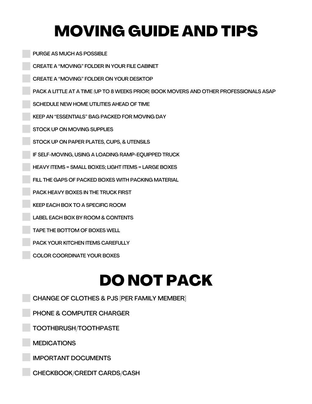 Essential Moving Planner