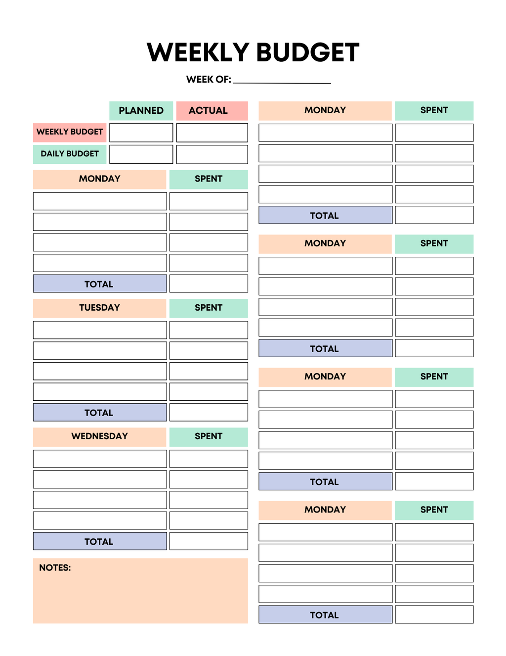 Vibrant Rainbow Budget Planner