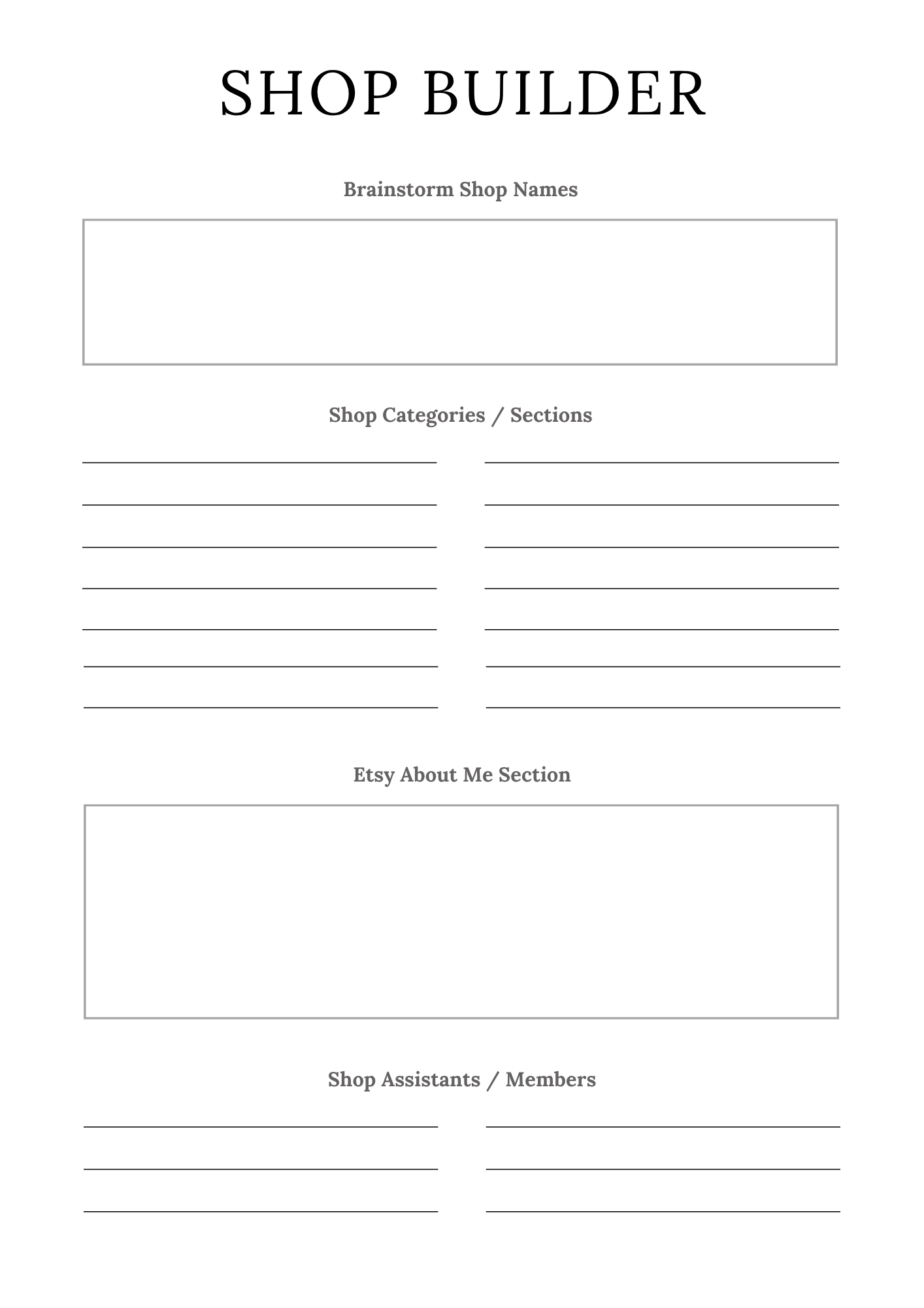 Etsy Shop Planner