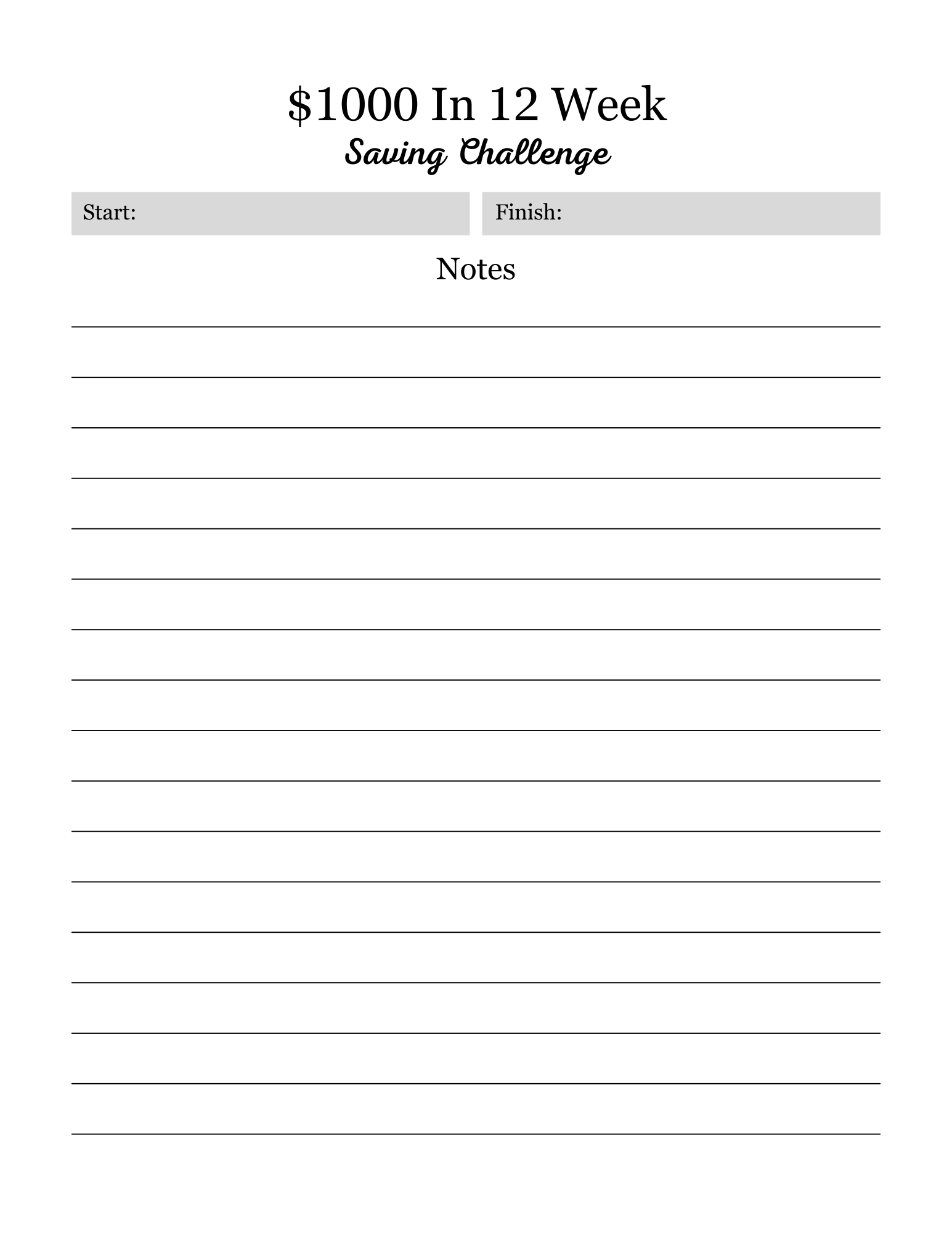 12 Weeks Saving Challenge