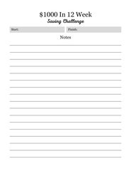 12 Weeks Saving Challenge