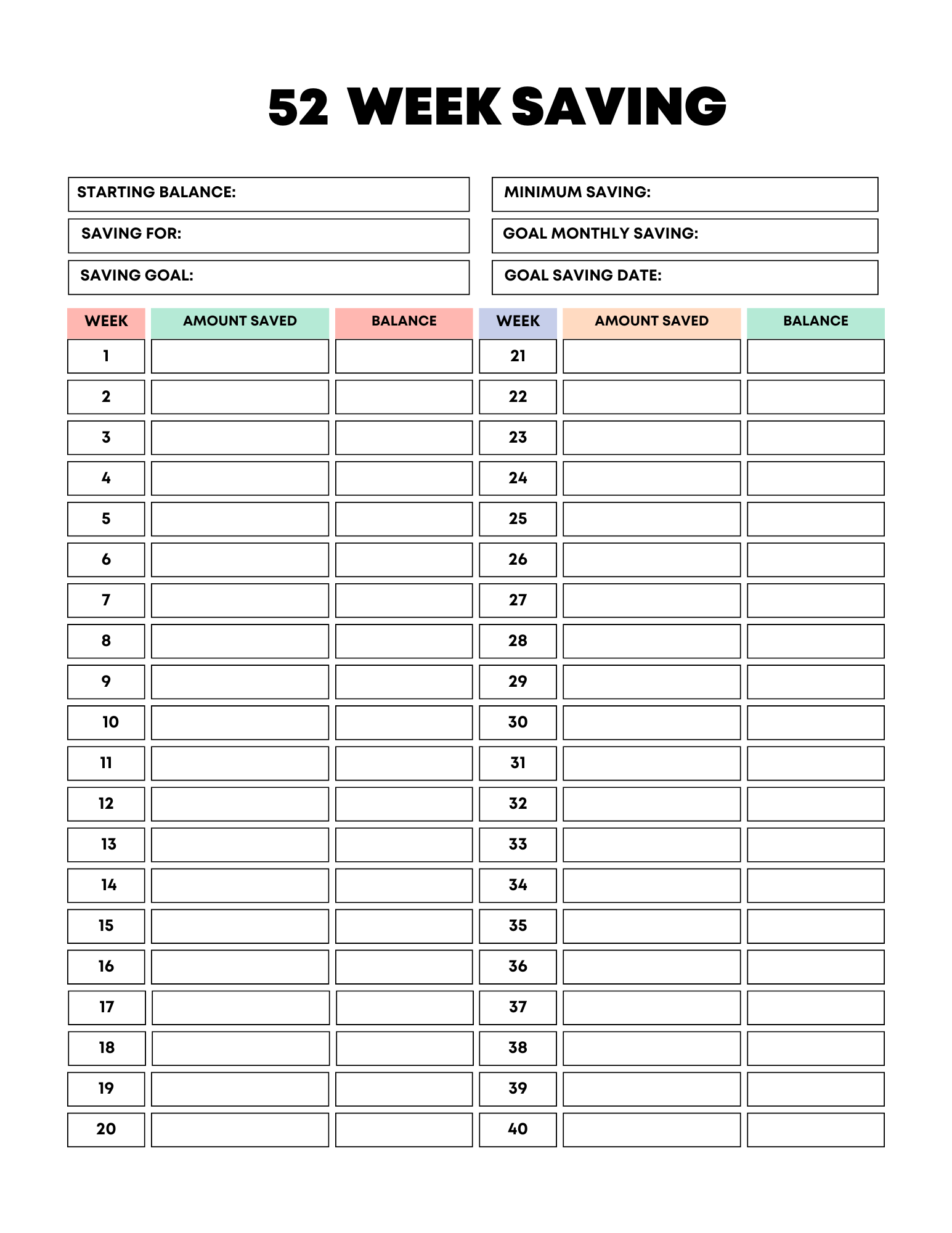 Vibrant Rainbow Budget Planner