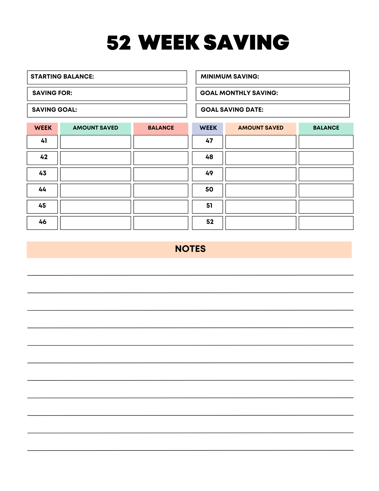 Vibrant Rainbow Budget Planner