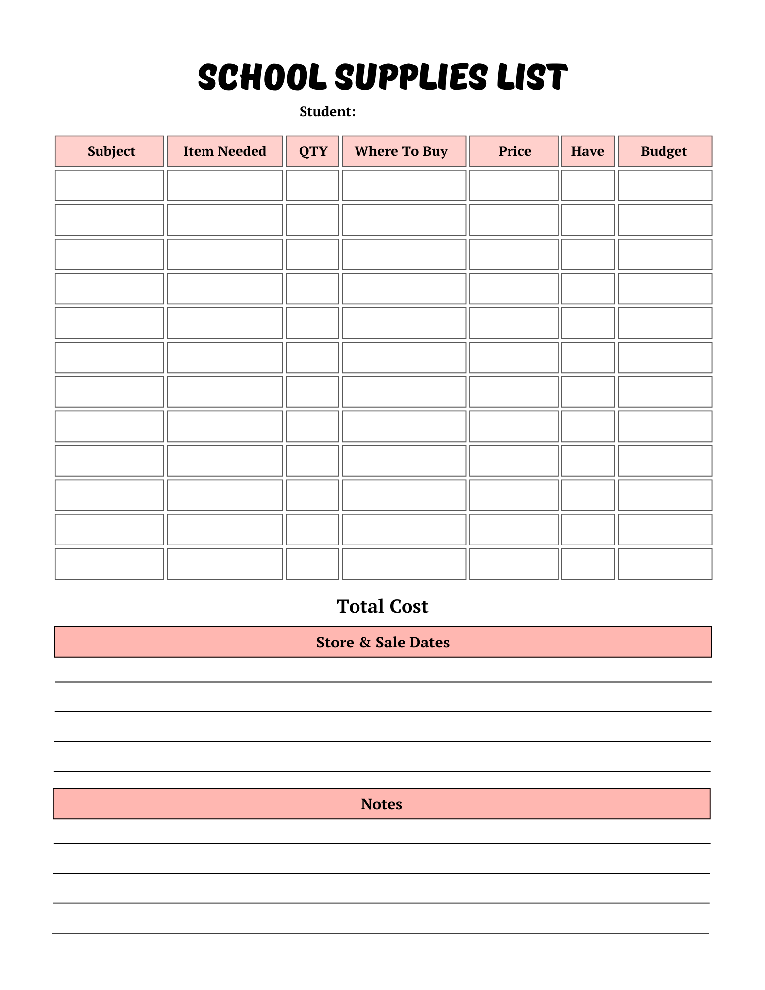 Back -to-school Planner