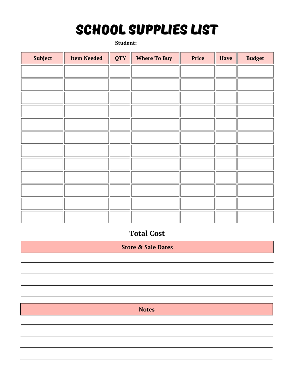 Back -to-school Planner