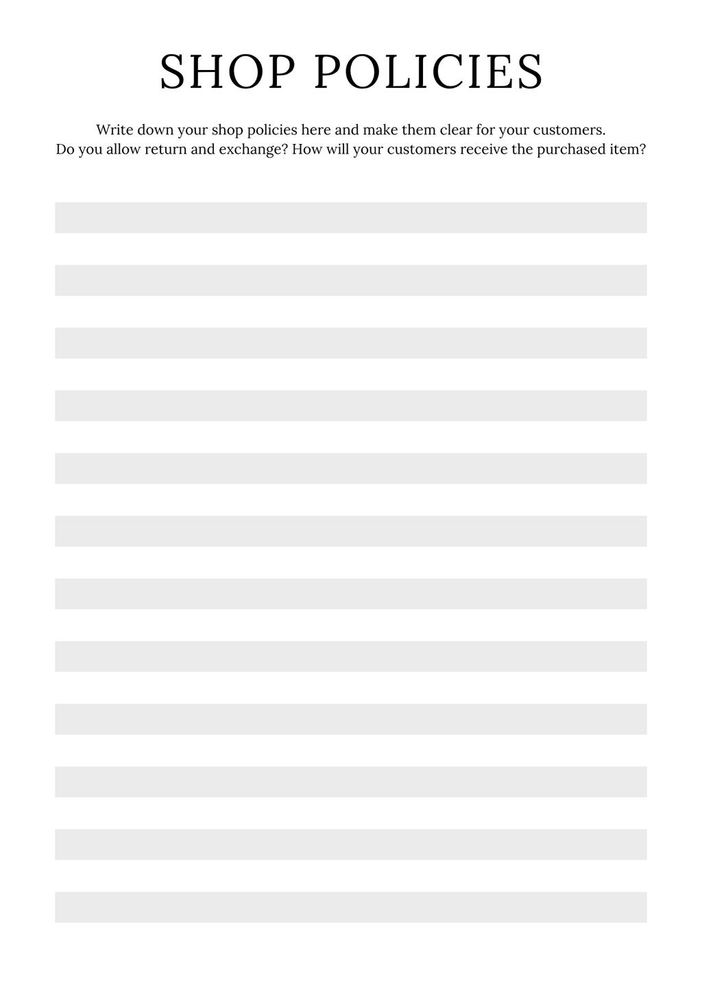 Complete Online Shop Planner