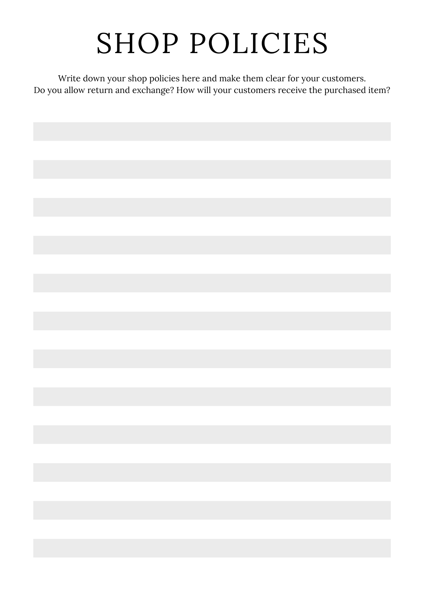 Complete Online Shop Planner