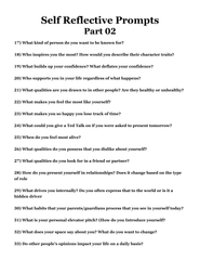 100 Self Reflective Prompts