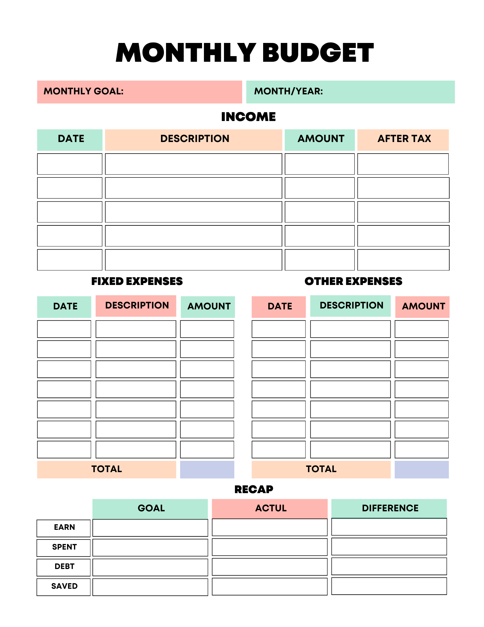 Vibrant Rainbow Budget Planner