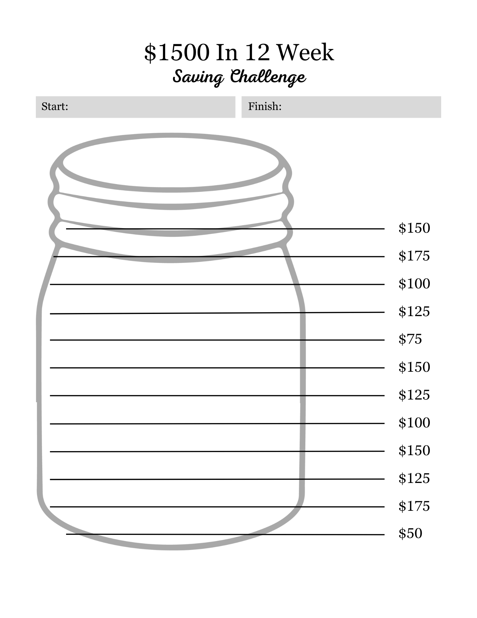 12 Weeks Saving Challenge