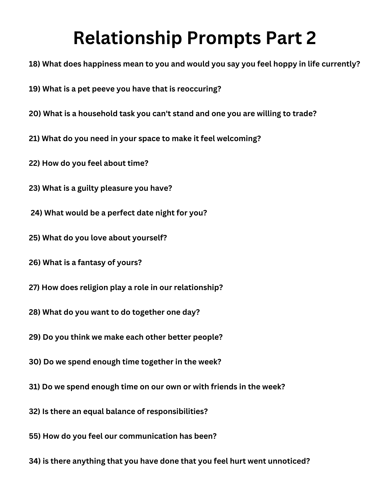 100 Relationship Prompts
