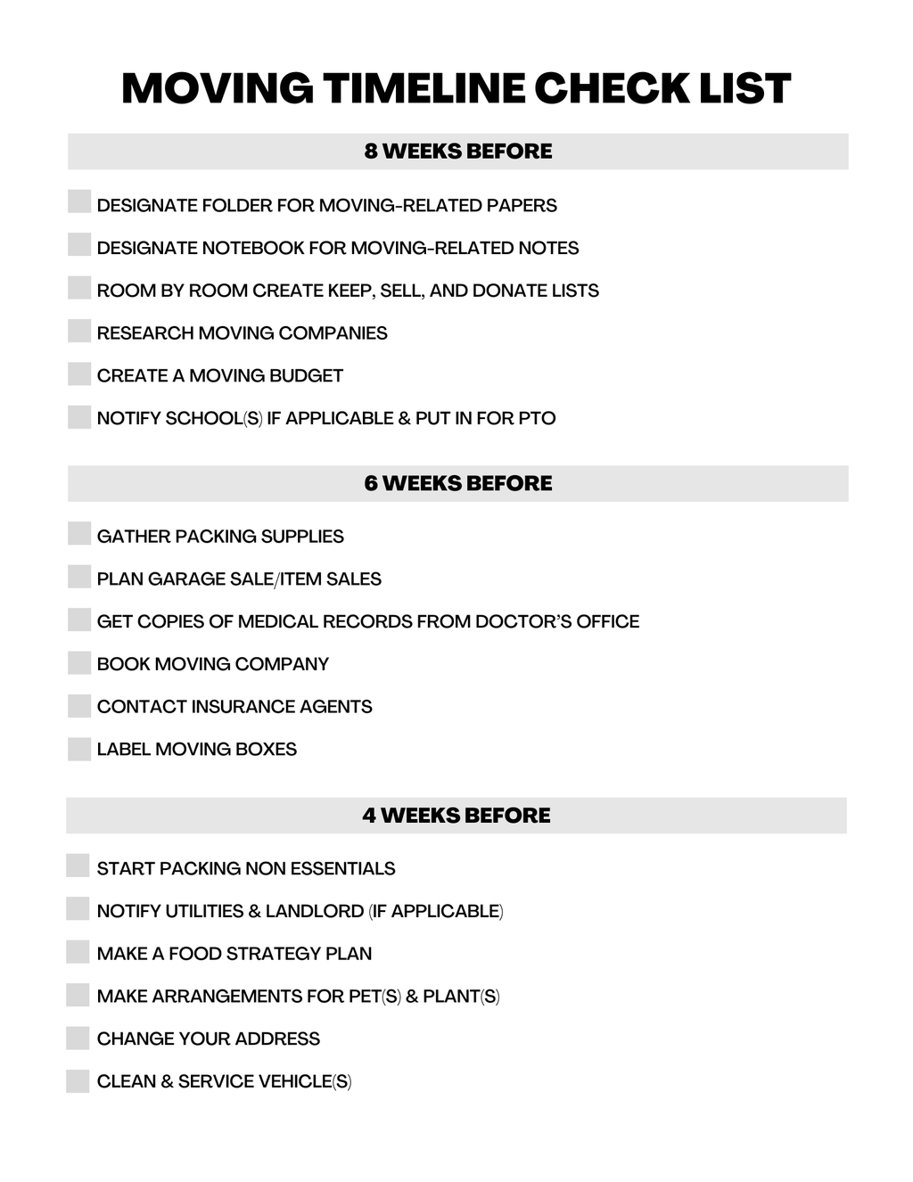Essential Moving Planner