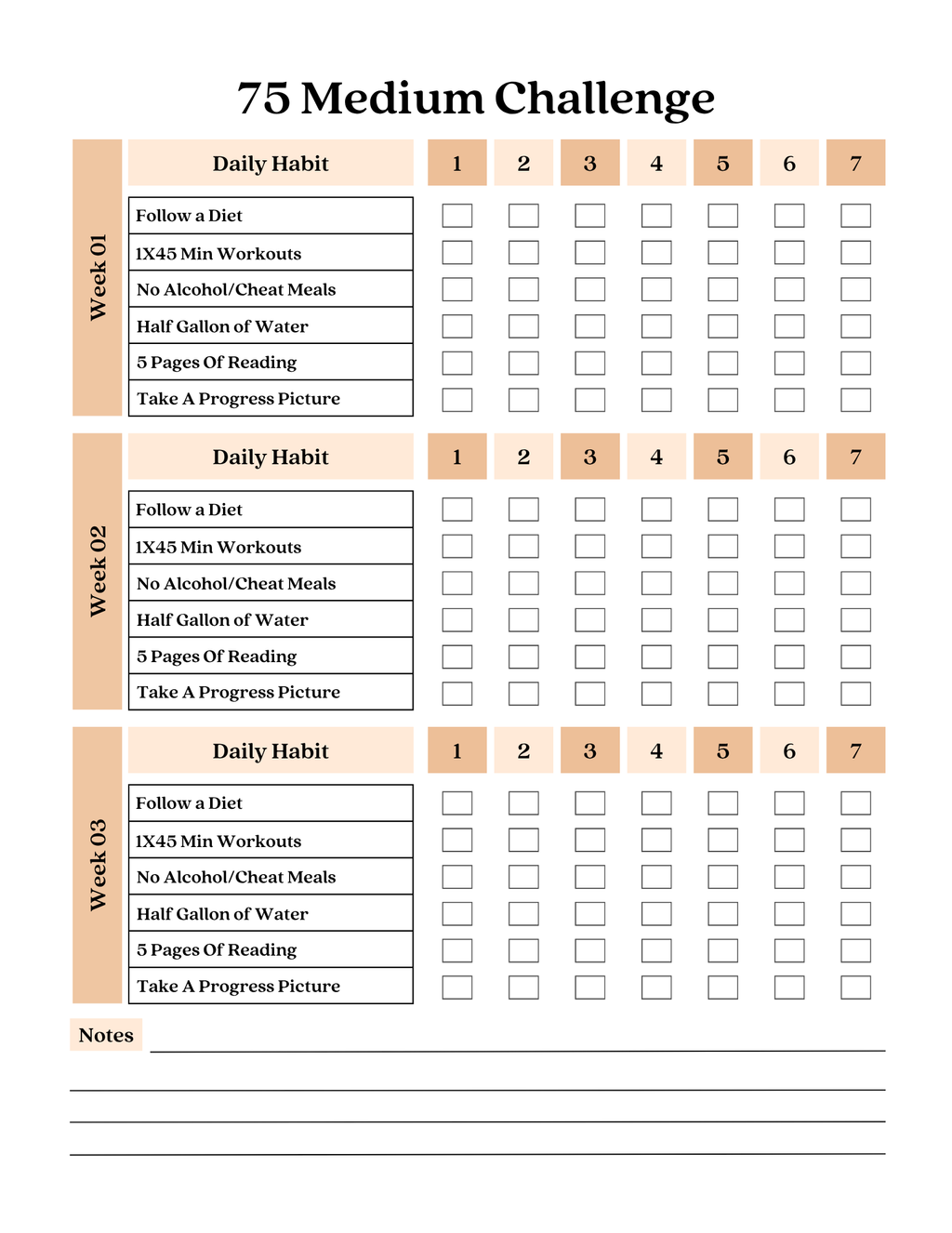 75 Day Medium Challenge Tracker