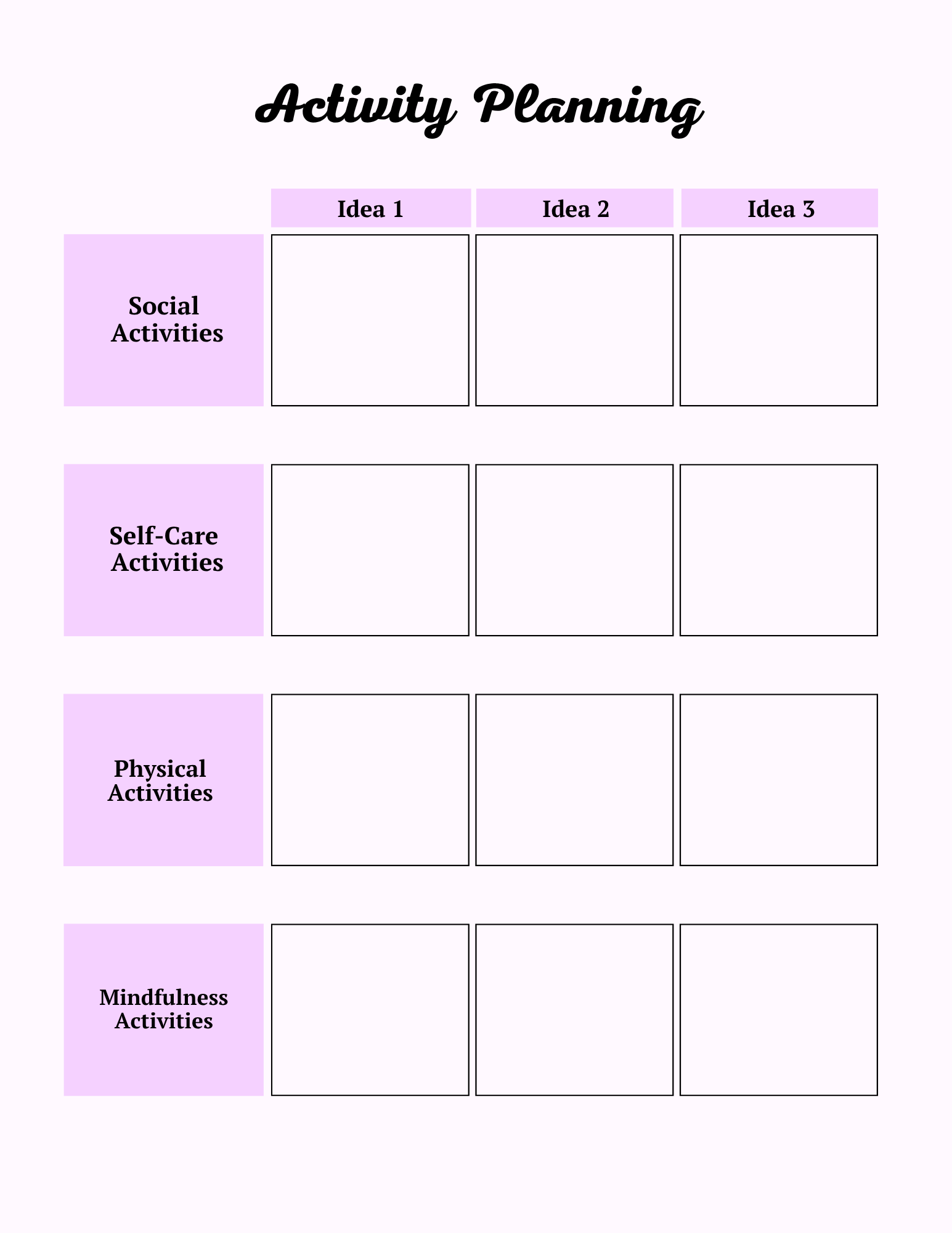 Colorful Self Care Planner