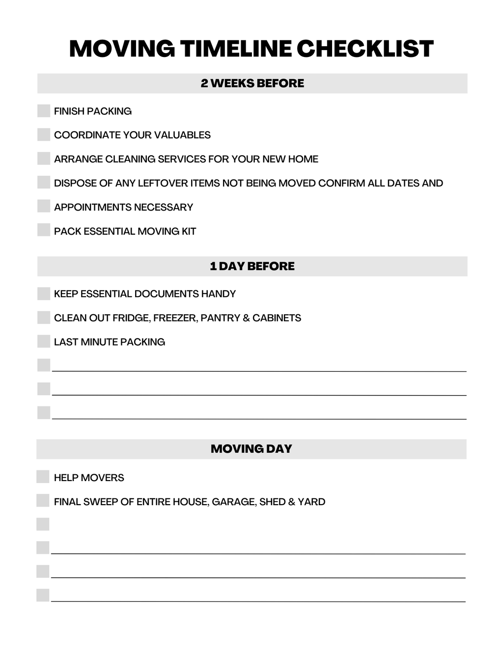 Essential Moving Planner