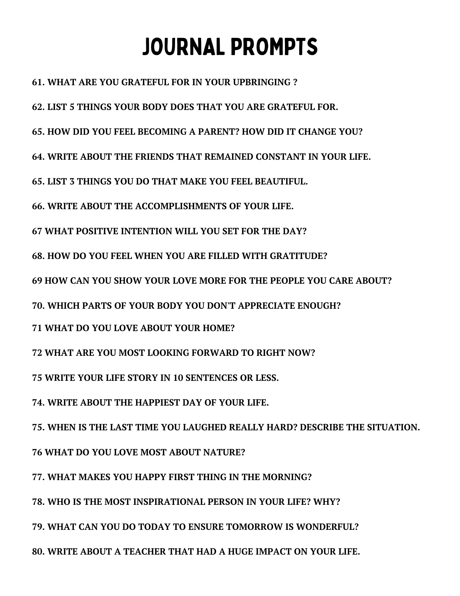 120 Gratitude Journal Prompts