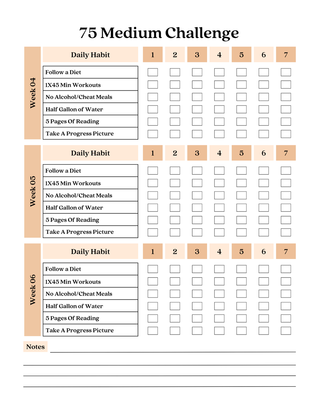 75 Day Medium Challenge Tracker