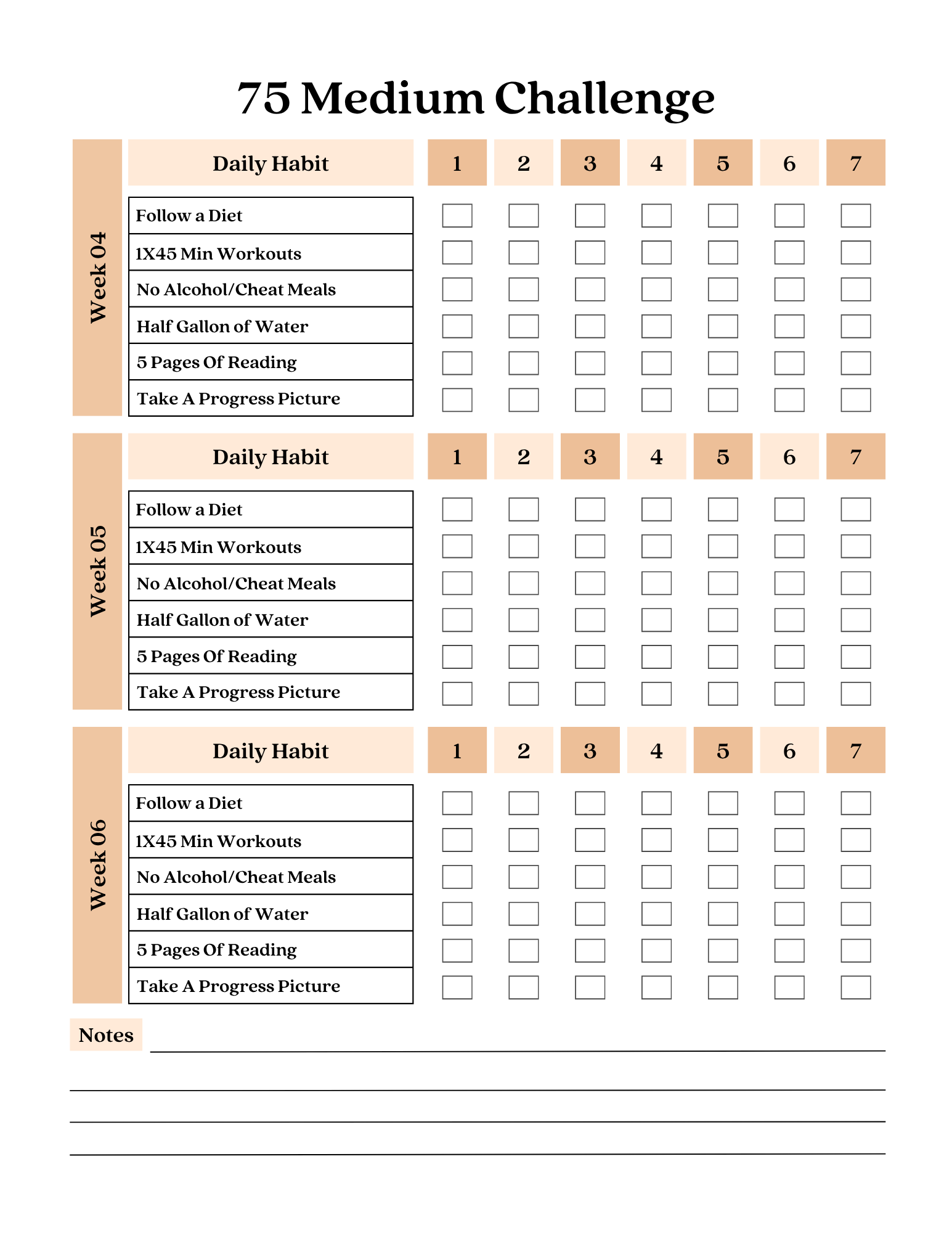 75 Day Medium Challenge Tracker