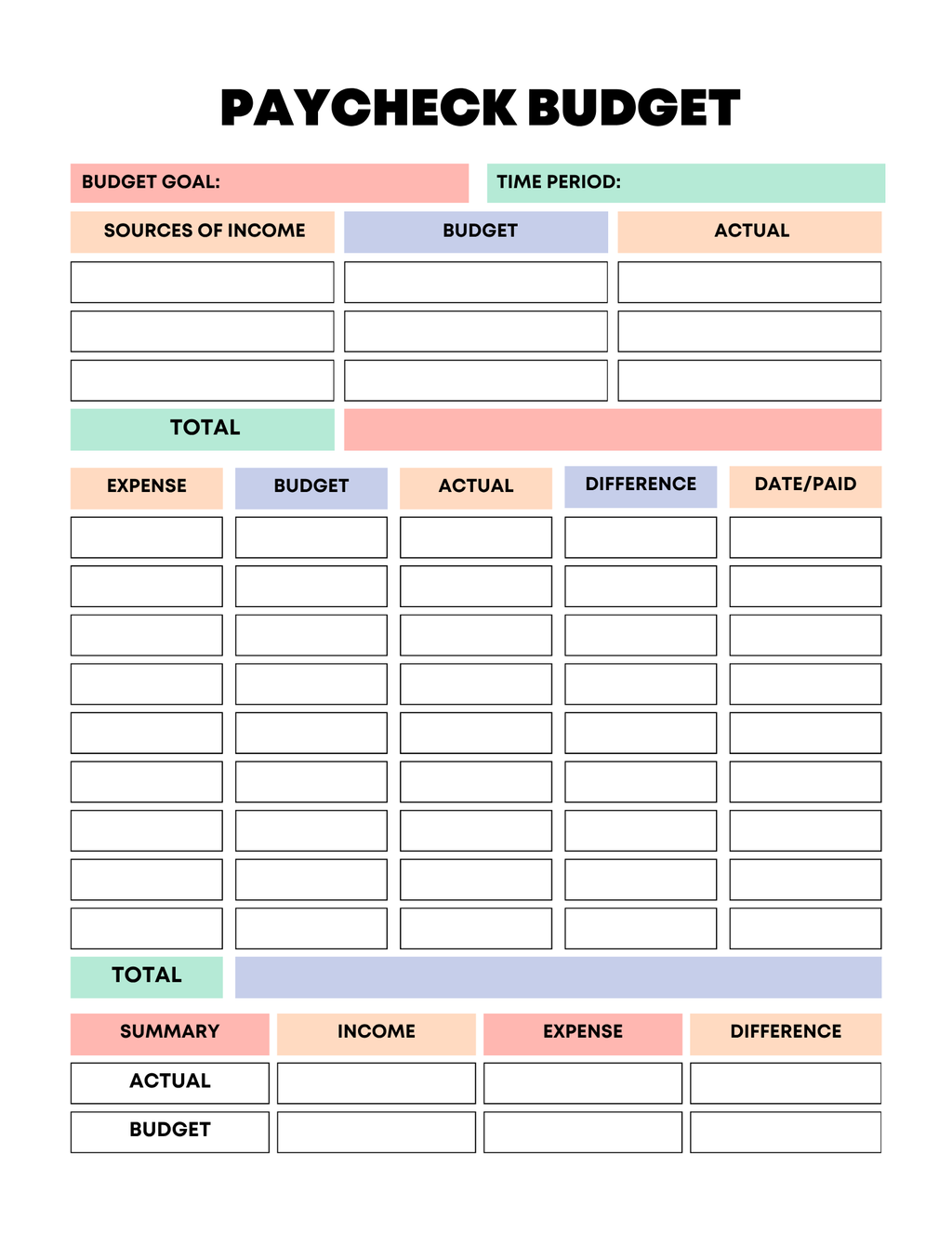 Vibrant Rainbow Budget Planner