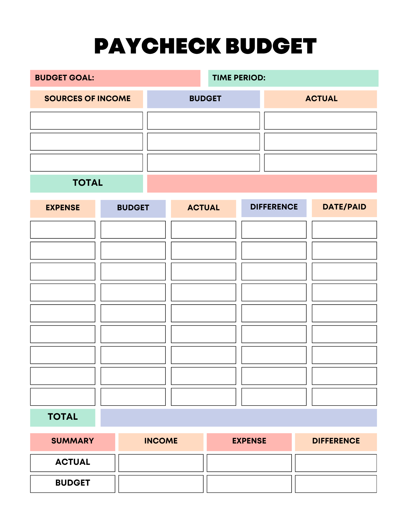 Vibrant Rainbow Budget Planner