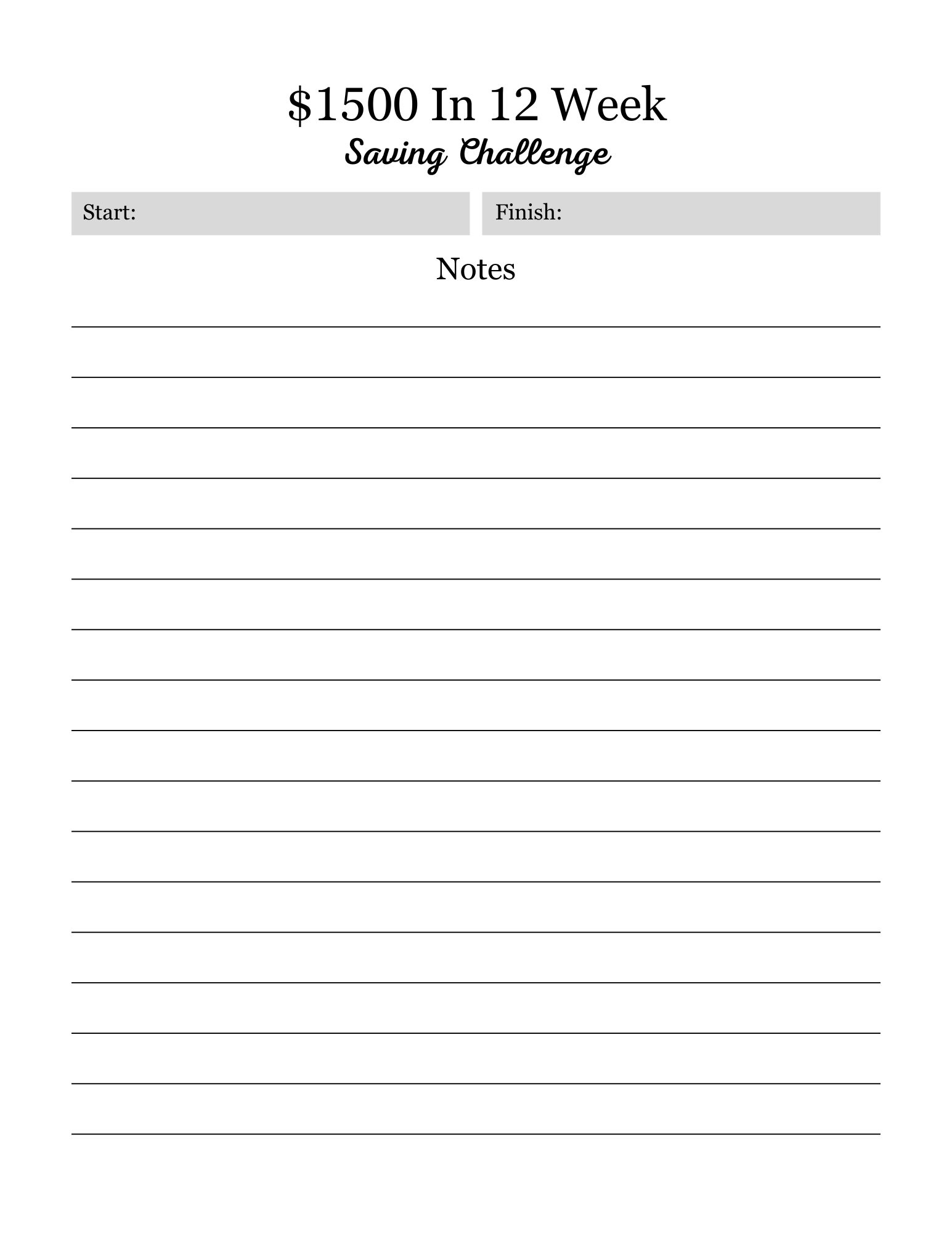 12 Weeks Saving Challenge