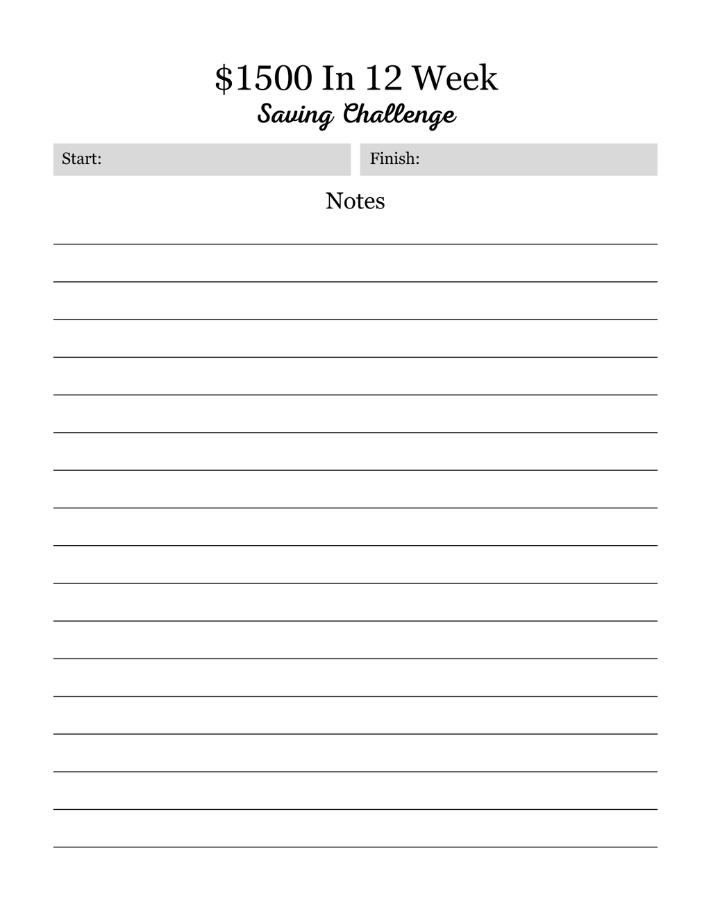 12 Weeks Saving Challenge