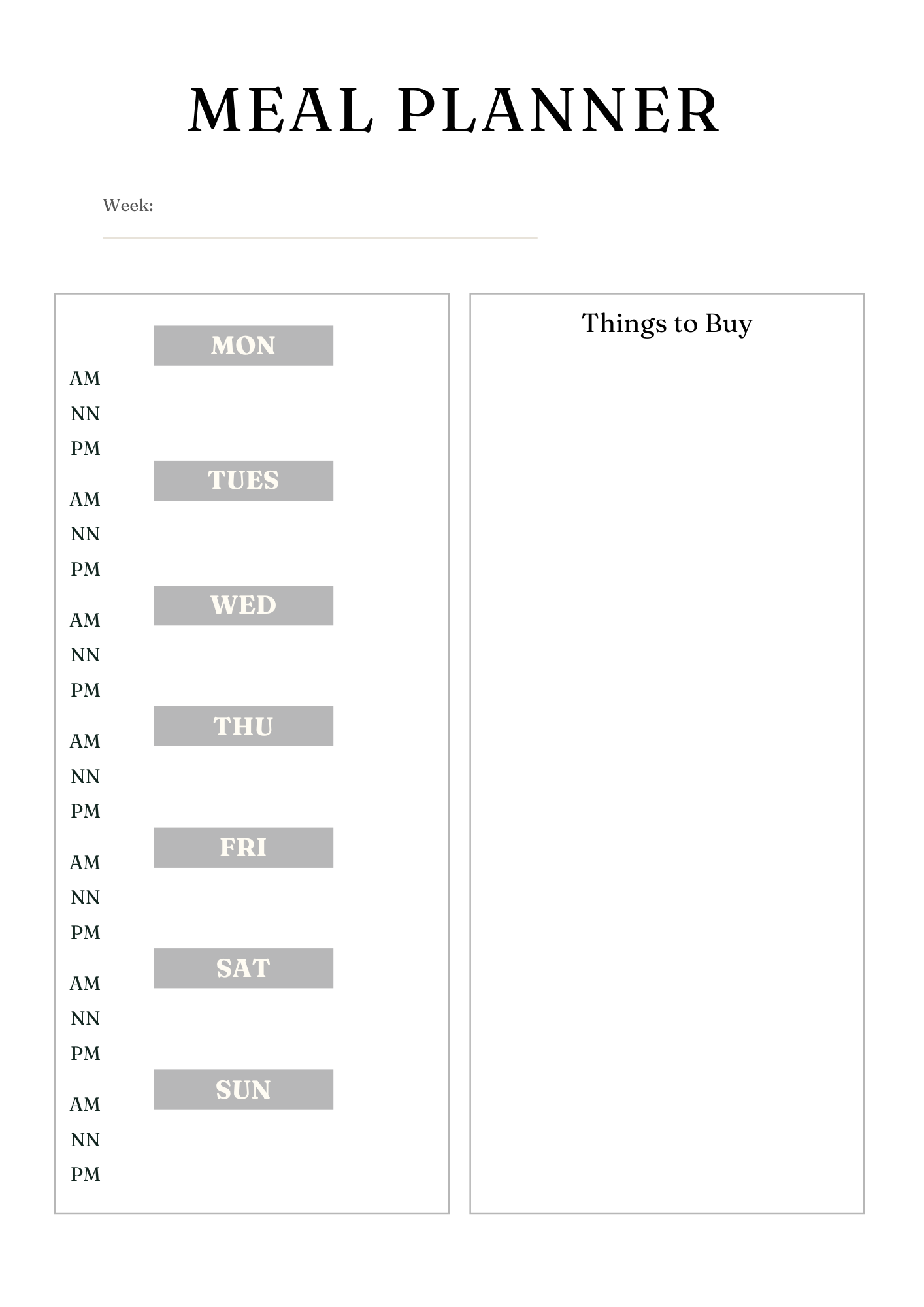 Active Life Meal Planner