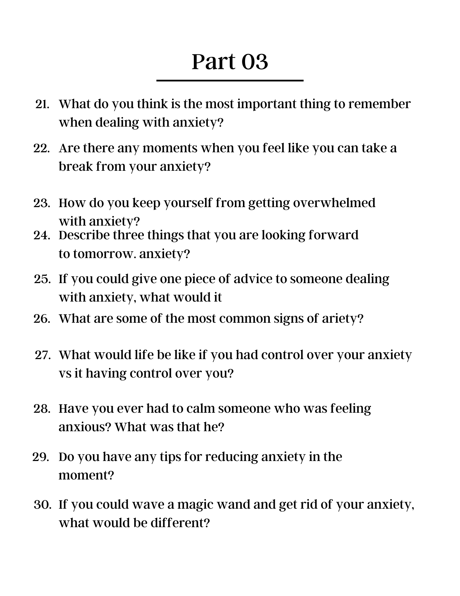 100 Deep Anxiety Prompts