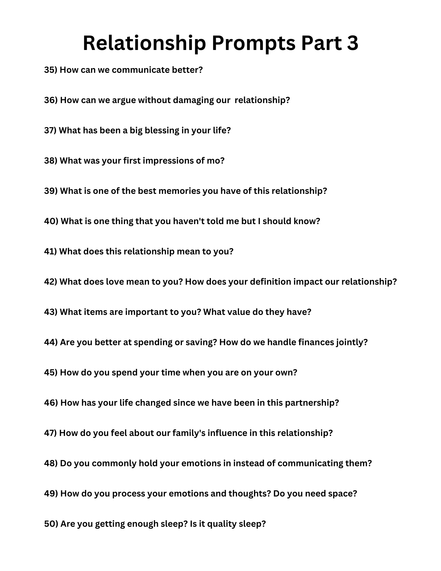 100 Relationship Prompts