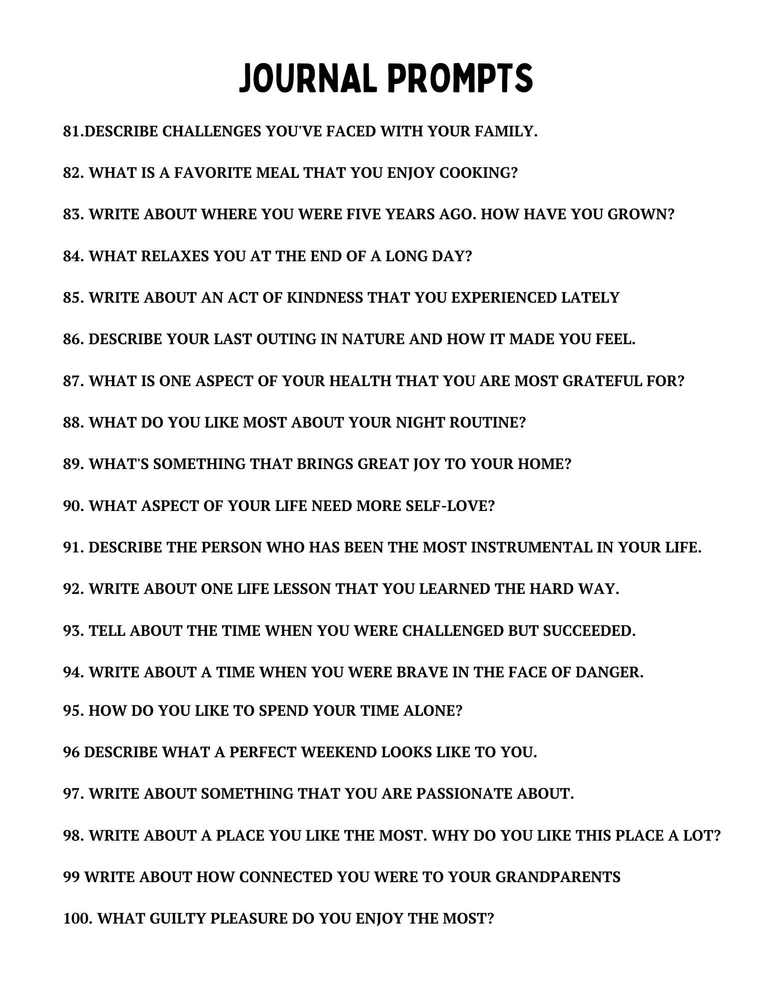 120 Gratitude Journal Prompts