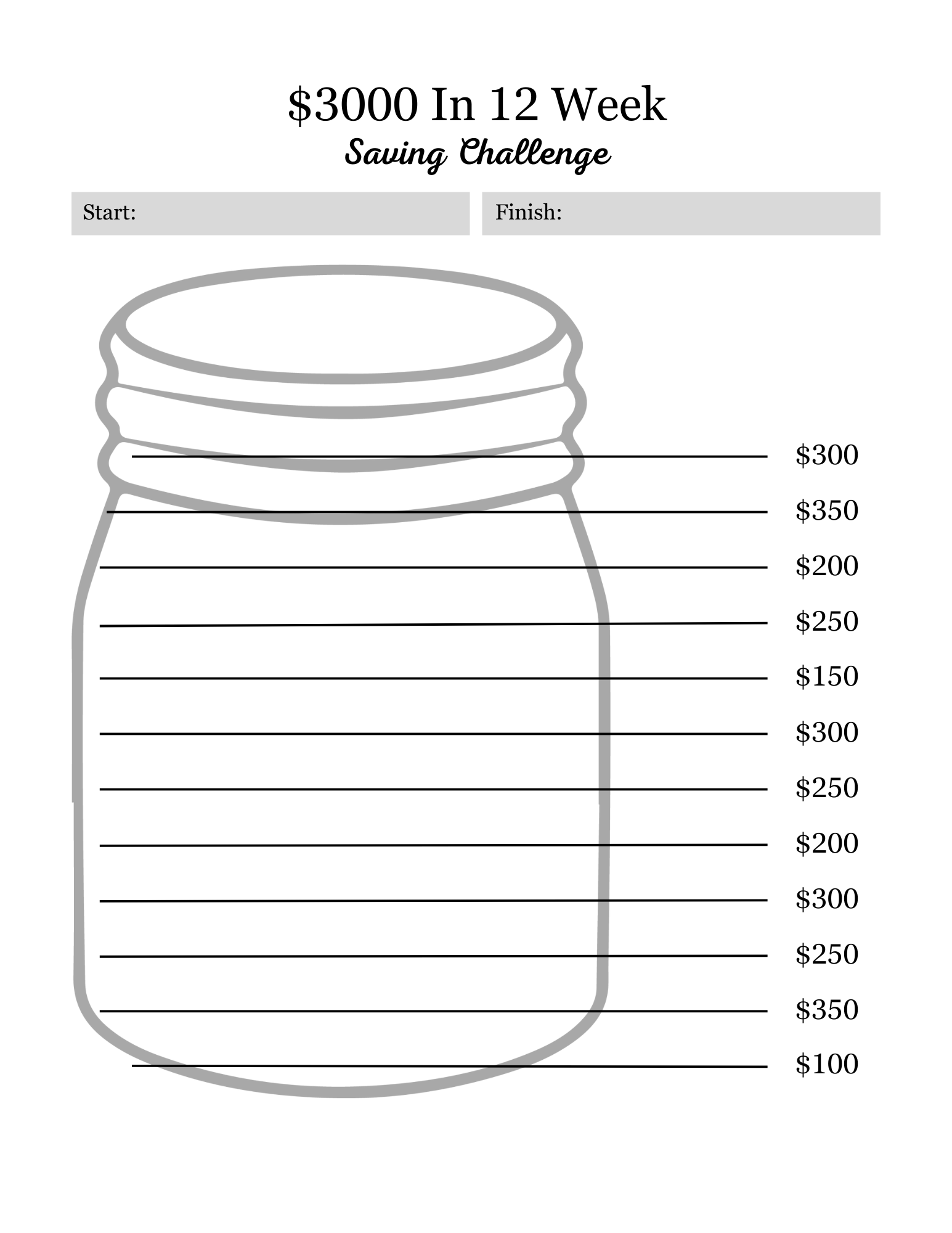 12 Weeks Saving Challenge