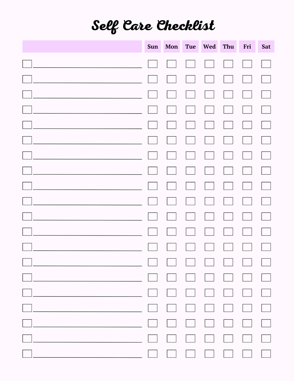 Colorful Self Care Planner