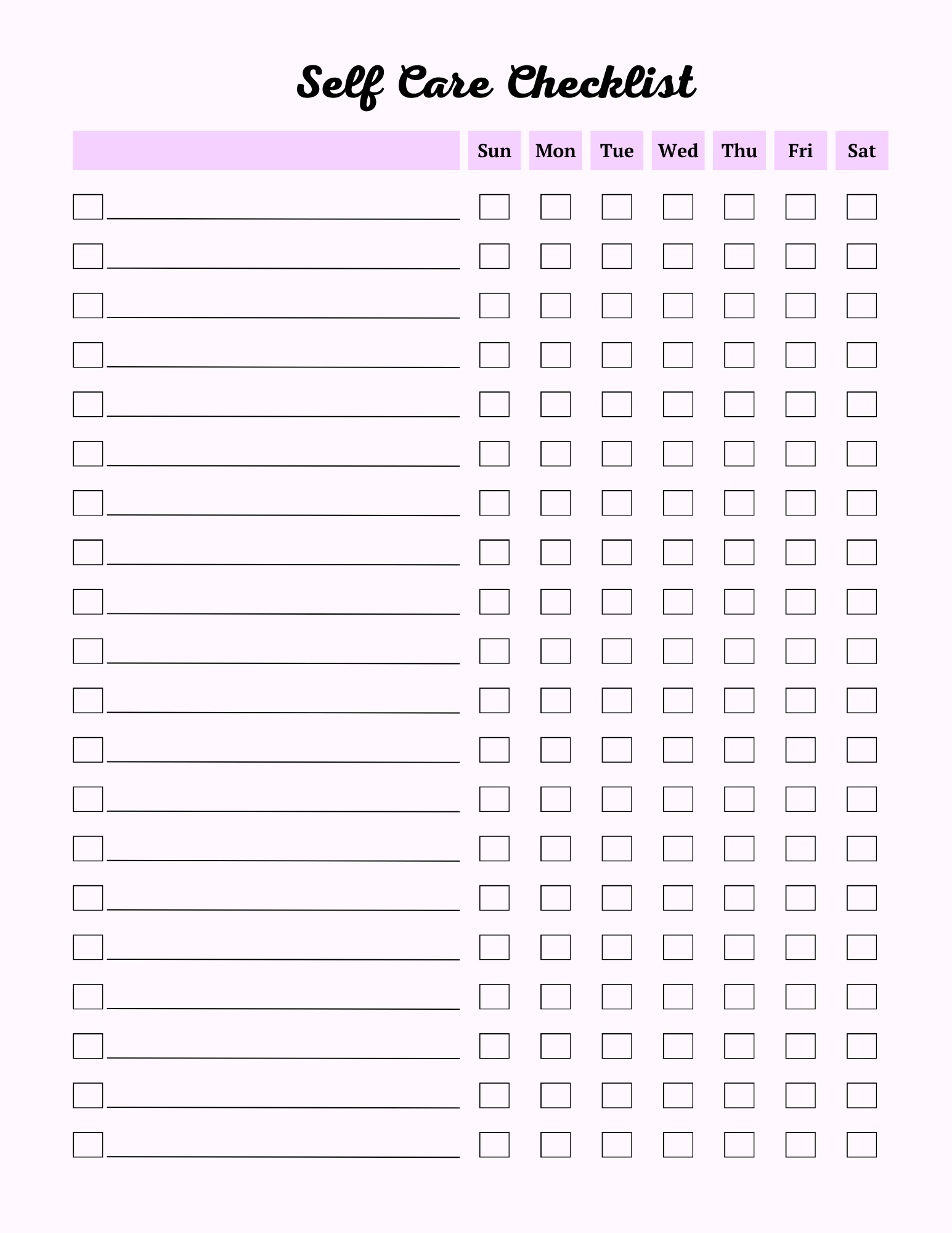 Colorful Self Care Planner