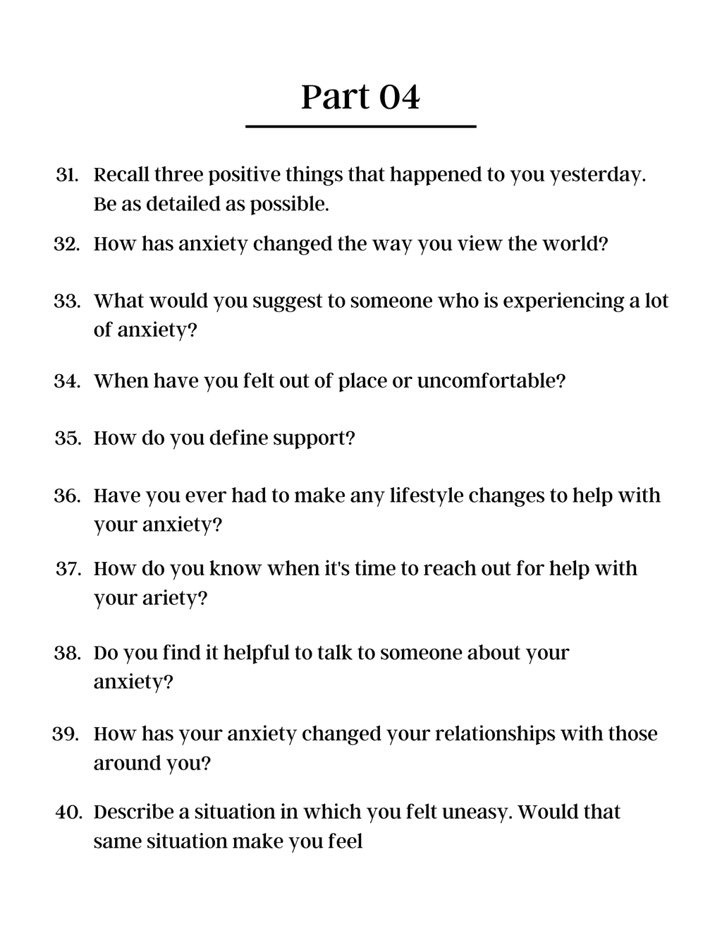 100 Deep Anxiety Prompts